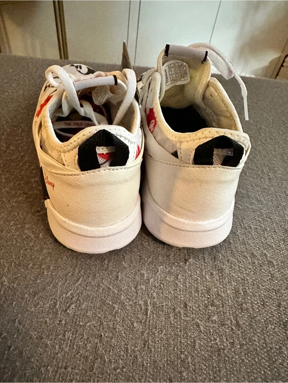 Asics Kids Sneakers in White with Red and Black Mickey Print
